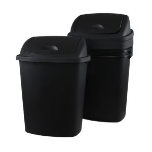 cand 70 liter garbage can 4 pack, black trash bin with swing lid, plastic garbage can swing cover