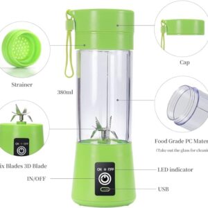 Generic Rechargeable electric orange mini travel fruit portable fresh professional usb extractor cirtrus juicer blender (Green), 7.5X7.5X23CM