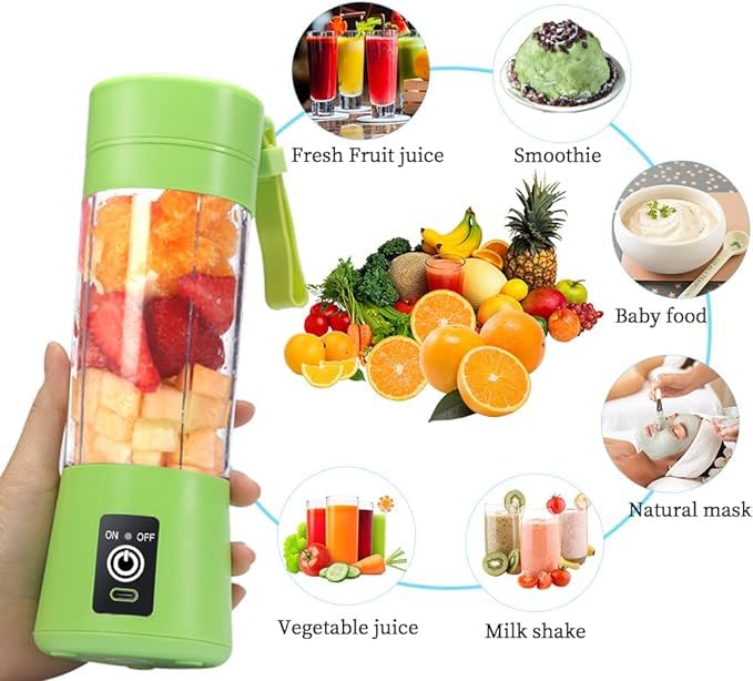 Generic Rechargeable electric orange mini travel fruit portable fresh professional usb extractor cirtrus juicer blender (Green), 7.5X7.5X23CM