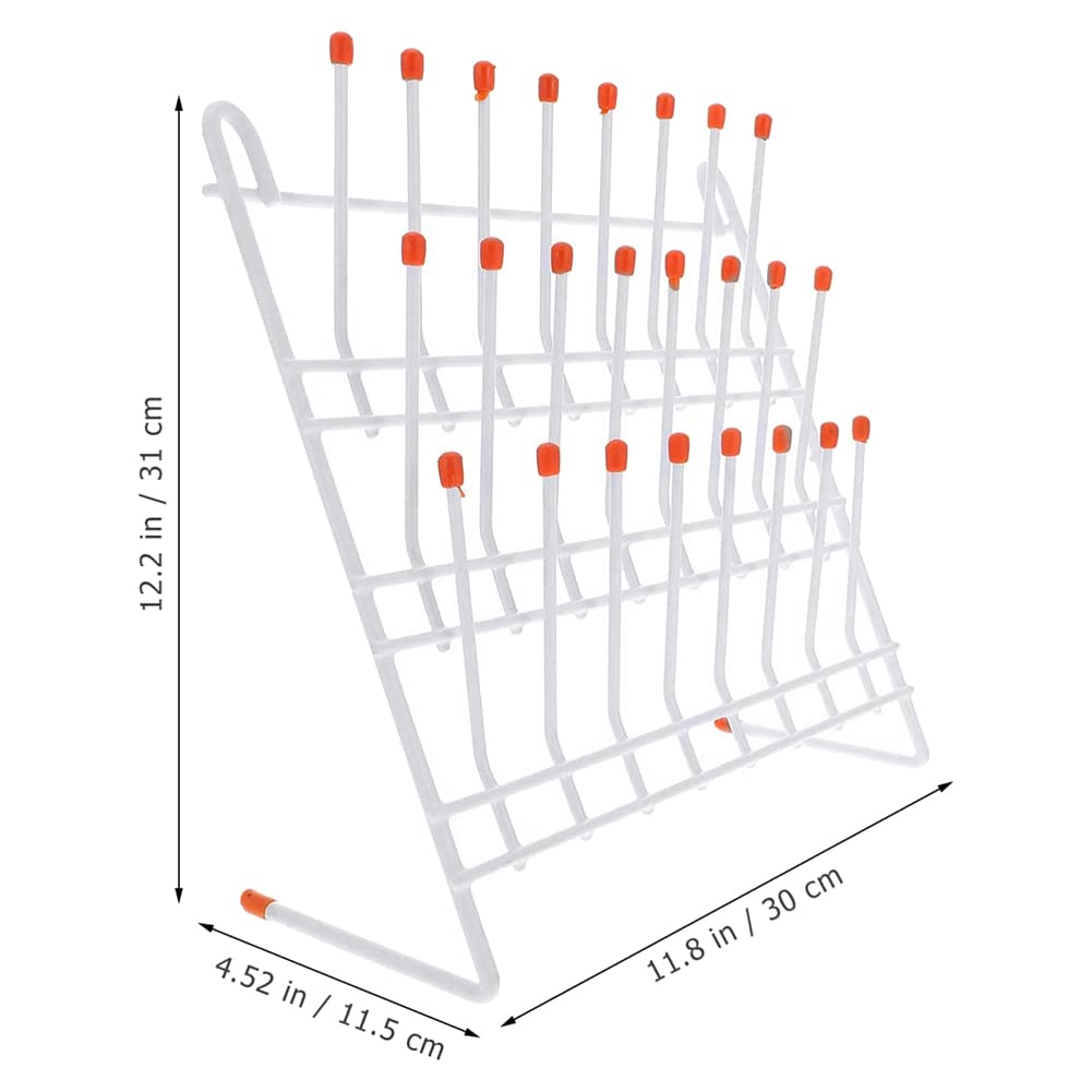 Jkjhbhged Lab Drying Rack 24 Pegs Lab Glassware Rack Wire Glassware Drying Rack Wall Mount/Freestanding Lab Glass Drying Rack