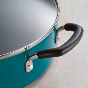 Tramontina 5.5 Qt Covered Nonstick Saute Pan Whith Glass Lid Jumbo Cooker, Premium long-lasting PFOA-free Teflon Profile nonstick coating., Teal