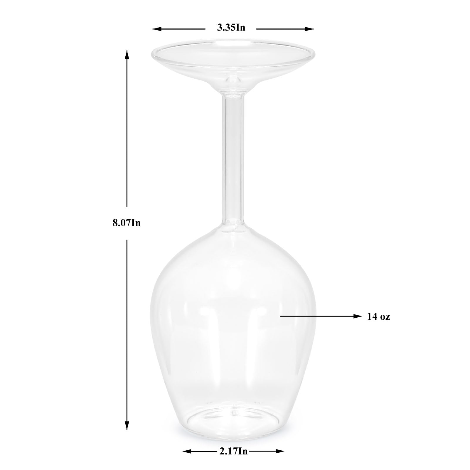 ZORTUNG Upside Down Wine Glass Unique Cute Fancy and Funny Red and White Long Stem Wine Glasses Fun and Cool Wine Gift for Women Or Men for Birthday and Holidays and for Party or Wedding 14 Fl Oz