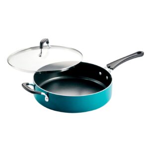 Tramontina 5.5 Qt Covered Nonstick Saute Pan Whith Glass Lid Jumbo Cooker, Premium long-lasting PFOA-free Teflon Profile nonstick coating., Teal