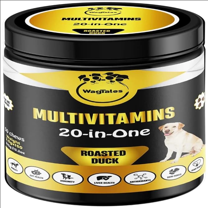 Dog Multivitamin, Chewable Multivitamin, Dog Food, Dog Multivitamin for Support Digestion, Joint, Liver, Heart, with Glucosamine & Probiotics, Vitamin B, C and E, Omega-3 Fatty Acids (150 Chews)