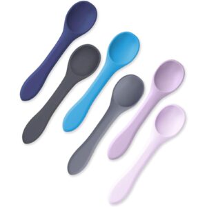 baby spoons - big silicone feeding spoon for baby led weaning - thick handle, flexible construction, soft texture - food-grade utensils, no bpas - first stage infant & toddler essentials