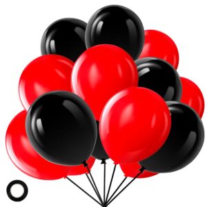 red and black balloons, 70 pack 12 inch black and red latex balloons for birthday graduation wedding racing car poker card party decoration