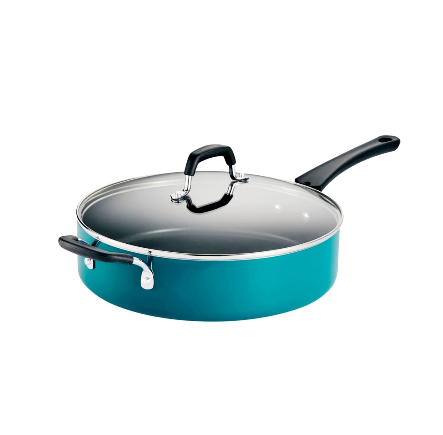 Tramontina 5.5 Qt Covered Nonstick Saute Pan Whith Glass Lid Jumbo Cooker, Premium long-lasting PFOA-free Teflon Profile nonstick coating., Teal