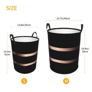 Large Laundry Basket, Black Rose Gold Laundry Hamper Bag 19.6" Collapsible Washing Bin With Handles for College Dorm, Family Essentials Storage