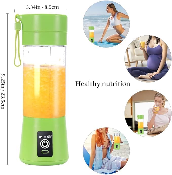 Generic Rechargeable electric orange mini travel fruit portable fresh professional usb extractor cirtrus juicer blender (Green), 7.5X7.5X23CM