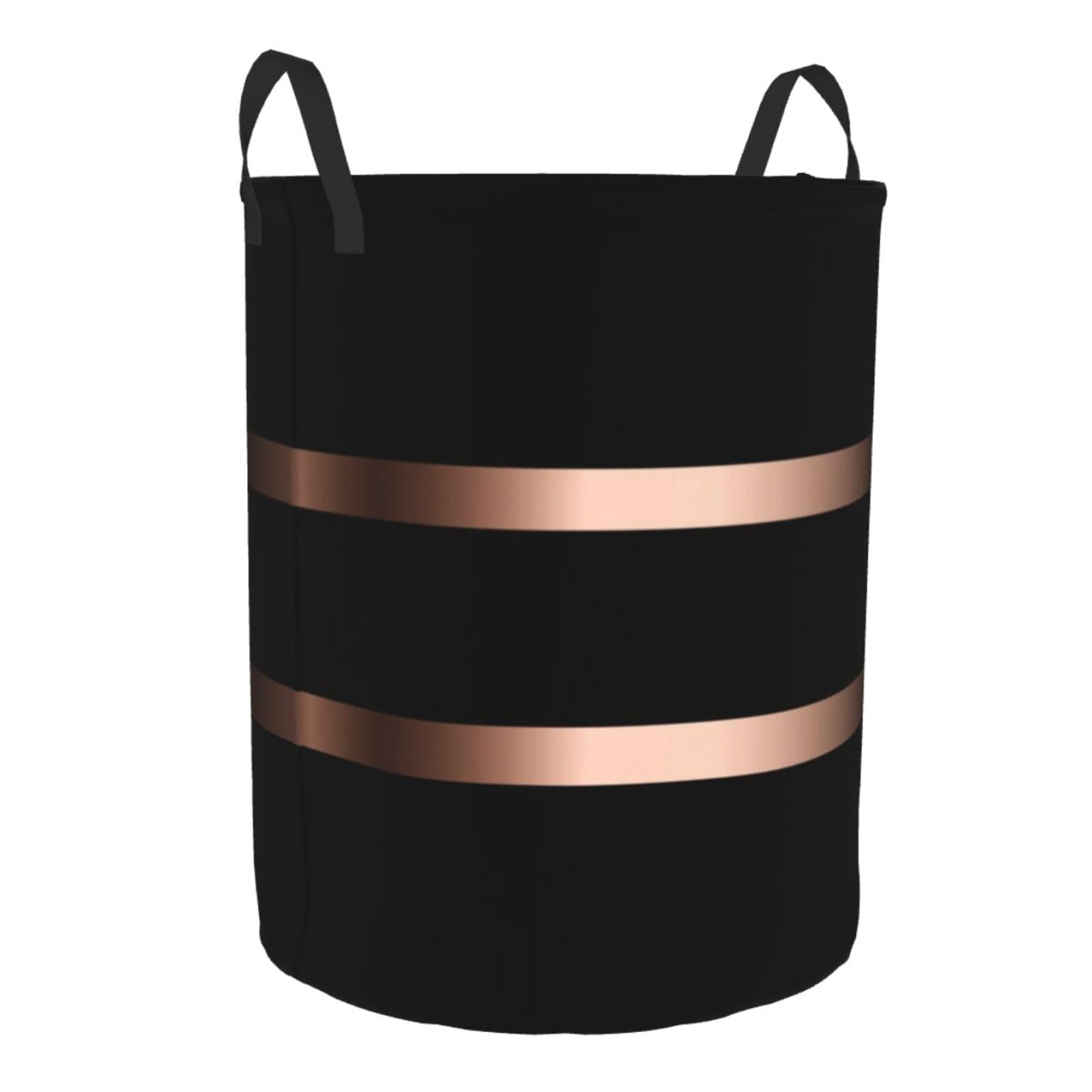 Large Laundry Basket, Black Rose Gold Laundry Hamper Bag 19.6" Collapsible Washing Bin With Handles for College Dorm, Family Essentials Storage