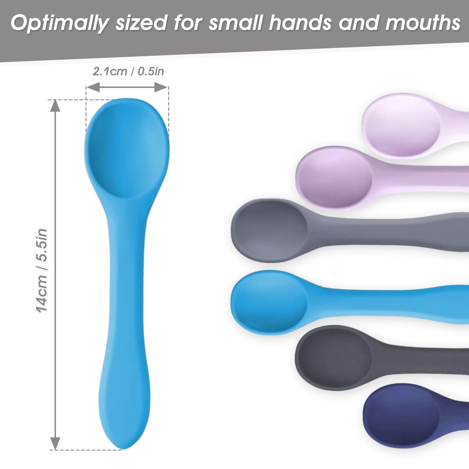 Baby Spoons - Big Silicone Feeding Spoon for Baby Led Weaning - Thick Handle, Flexible Construction, Soft Texture - Food-Grade Utensils, No BPAs - First Stage Infant & Toddler Essentials