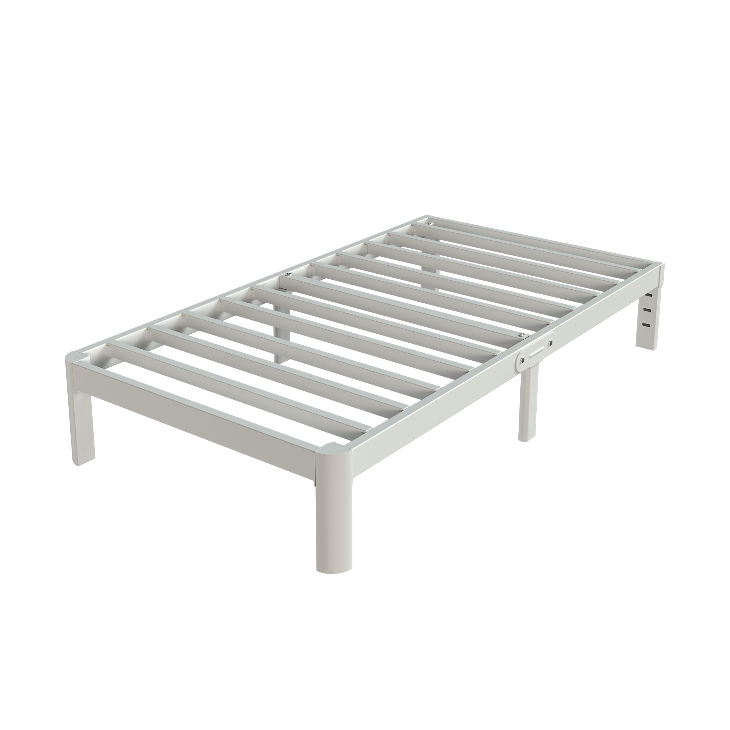 KZZLOL White Twin Size Bed Frames 12 Inch, Metal Platform Twin Bed Frame No Box Spring Needed, Heavy Duty Steel Support 3500 LBS, DIY Headboard, Round Legs, Noiseless, Storage Space, Easy Assembly