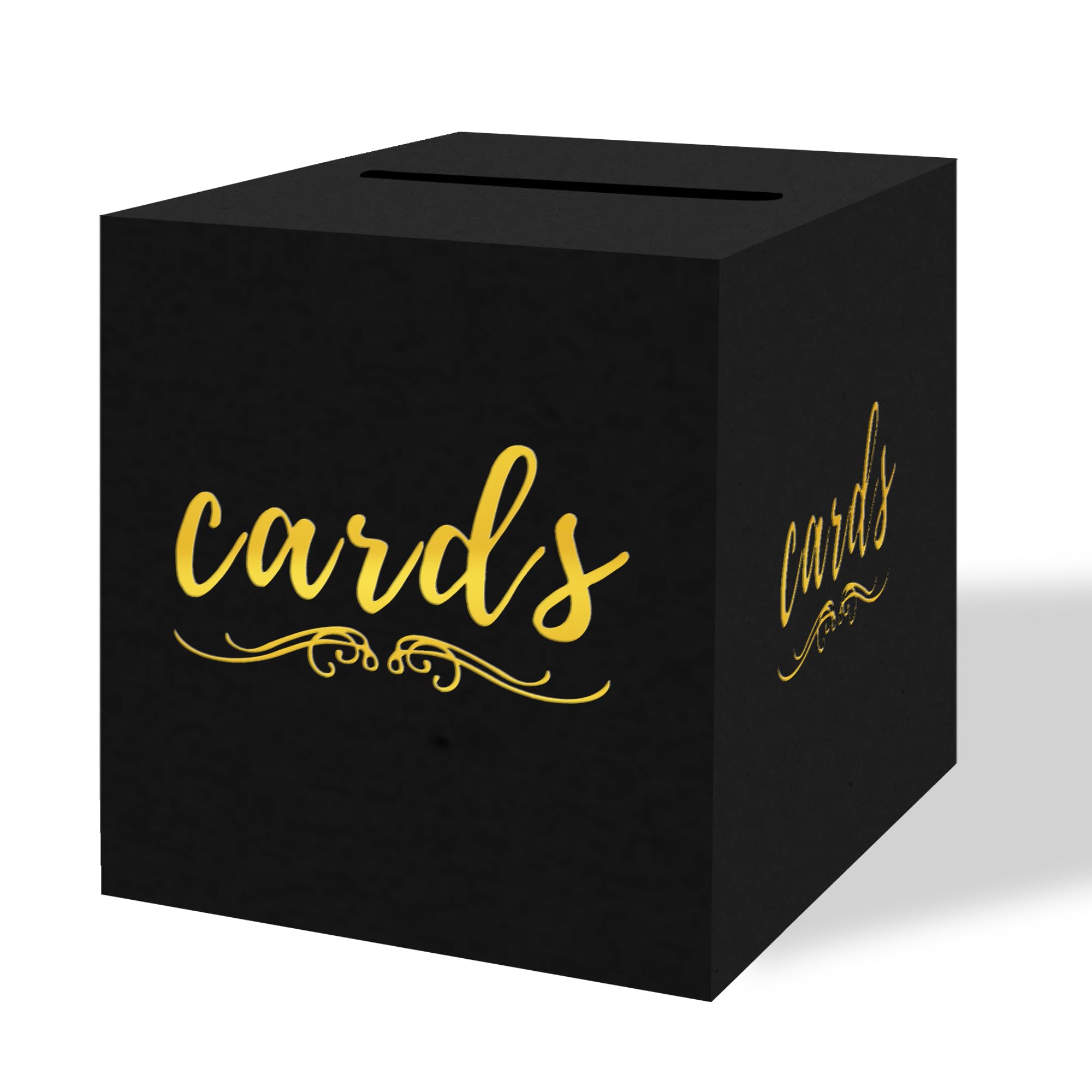 sunepany Black Card Box Cardboard Card Box for Wedding Funeral Birthday Bridal & Baby Shower, Envelope Box for Party Gold Card Box with Slot Card Boxes for Parties Graduation Card Box