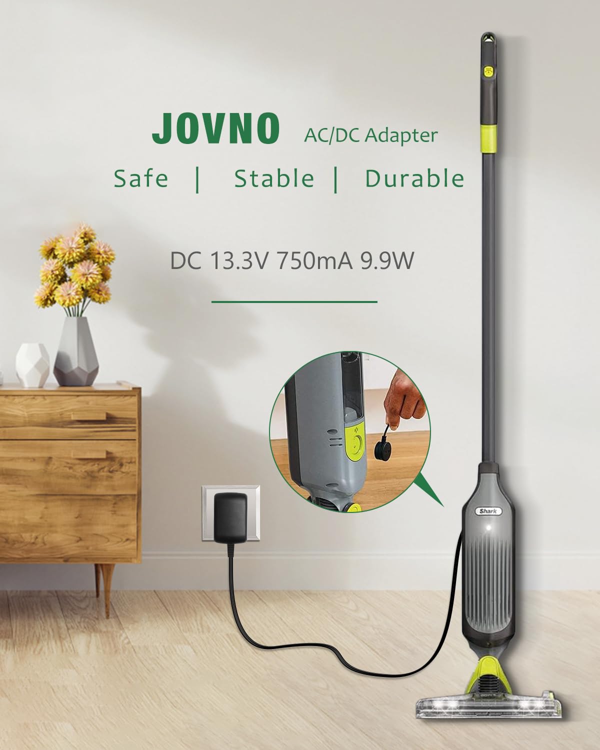 JOVNO for Shark VM252 VACMOP Charger Compatible with Shark VM252 VM252C QM252 VM250 VACMOP Pro Vacuum Adapter Round Magnetic Power Cord Replace Shark Cordless Hard Floor Vacuum Mop Magnetic Charger