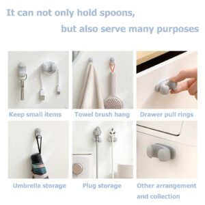 MXY Rice Spoon Holder Self-adhesive Rice Scoop Holder Rice Cooker Spoon Holders Adsorb on Rice Cooker or Smooth Surface Strong Sticky Spoon Storage Stand for Rice Spoon Scooper Spatula