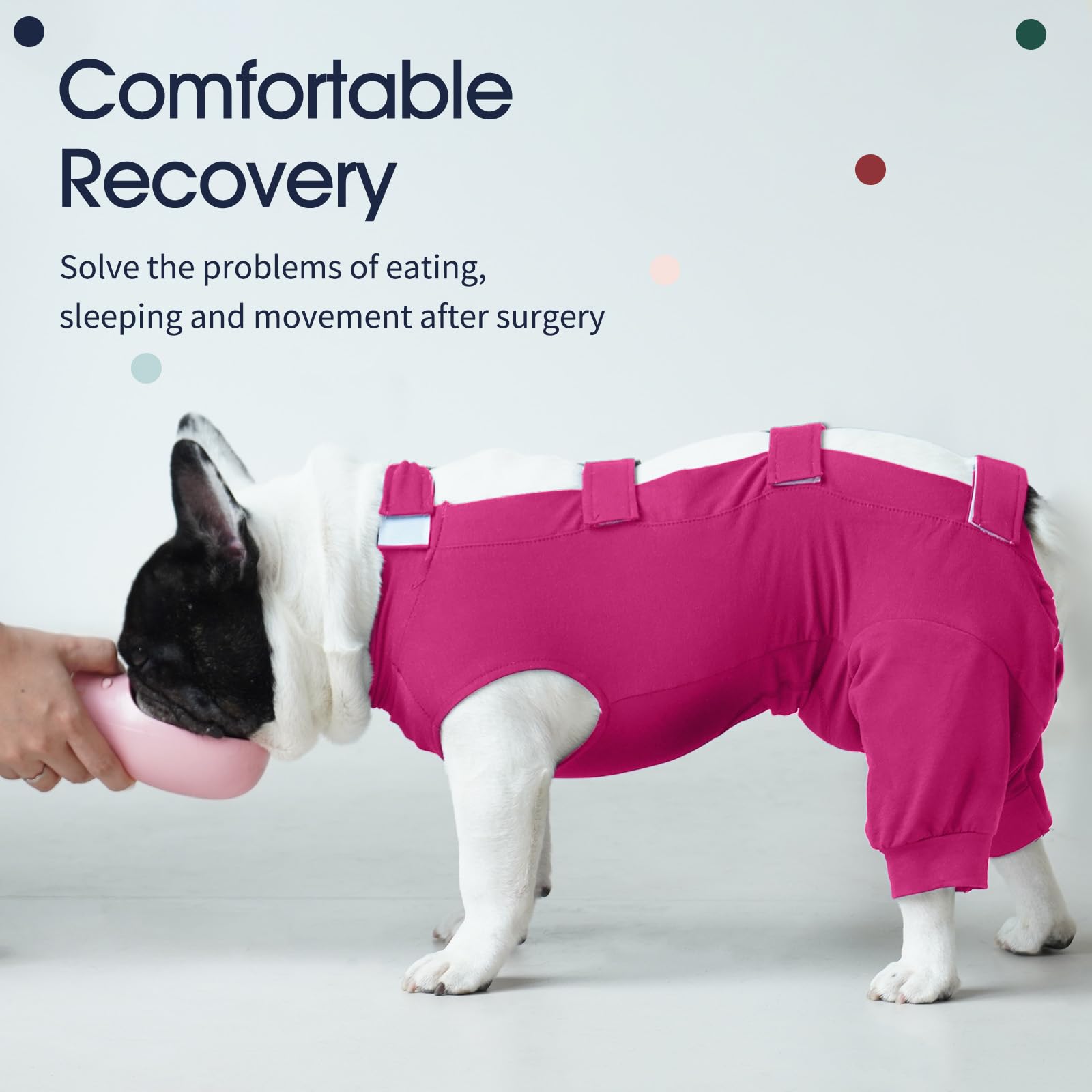 IECOii Pet Surgery Recovery Suit,Breathable Dog Bodysuit E-Collar & Cone Alternative Surgical Suit After Spayed/Neutered Wear,Recovery Suit for Dogs Male Female Sleeve to Prevent Licking,XL-Rosered