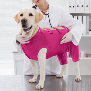 IECOii Pet Surgery Recovery Suit,Breathable Dog Bodysuit E-Collar & Cone Alternative Surgical Suit After Spayed/Neutered Wear,Recovery Suit for Dogs Male Female Sleeve to Prevent Licking,XL-Rosered