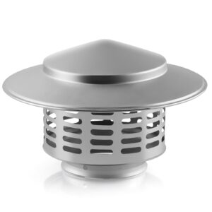 singvon 3 inch round chimney cap, 304 stainless steel chimney cover with screen, stove pipe chimney cap, silver