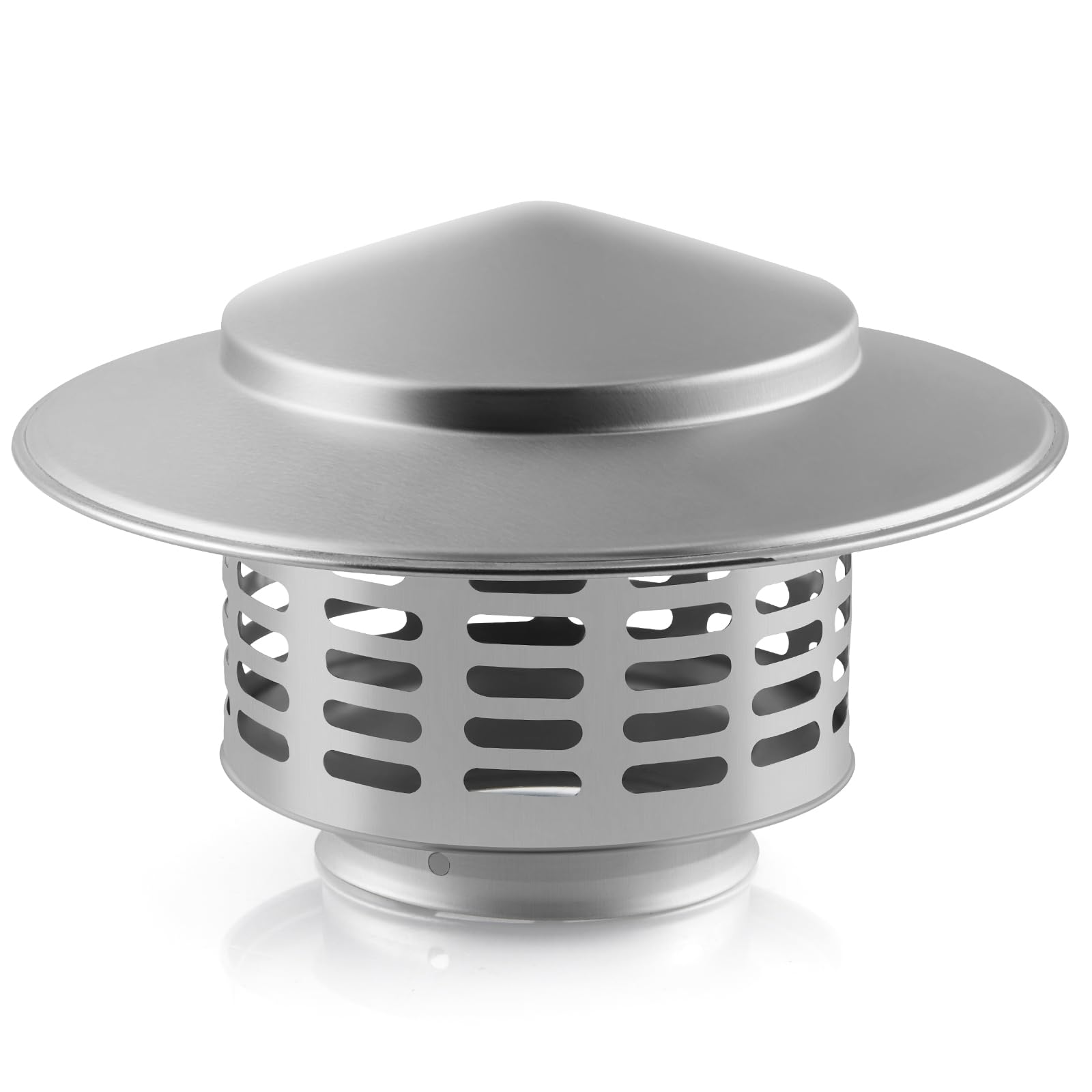 Singvon 3 Inch Round Chimney Cap, 304 Stainless Steel Chimney Cover with Screen, Stove Pipe Chimney Cap, Silver