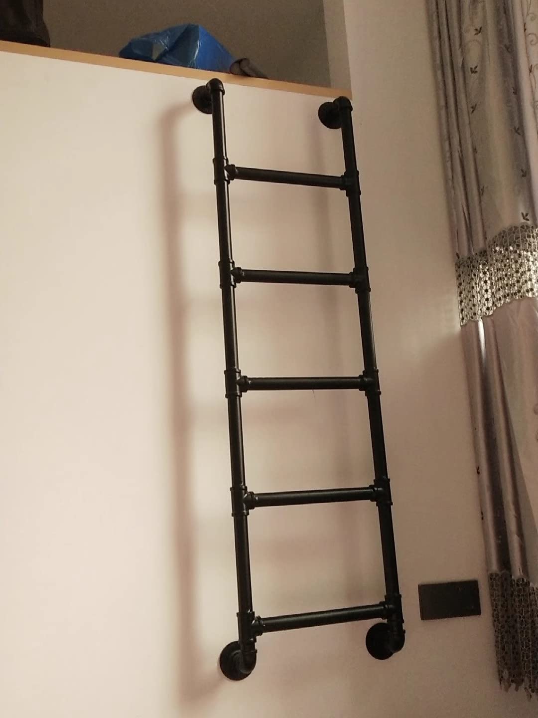 ZSPINJIA Ladders for Egress Basement Window Well Covers Outside,Small Escape Ladder for Fire Emergency Home Safety,Wrought Iron Loft Ladder for High Bed