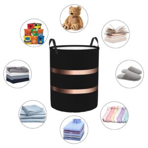 Large Laundry Basket, Black Rose Gold Laundry Hamper Bag 19.6" Collapsible Washing Bin With Handles for College Dorm, Family Essentials Storage