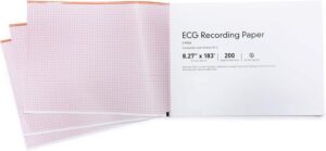 ecg paper depot ecg recording paper, red grid thermal paper, 8.27 in x 138 ft, 200 count, compatible with the schiller at-2, (1 pack)