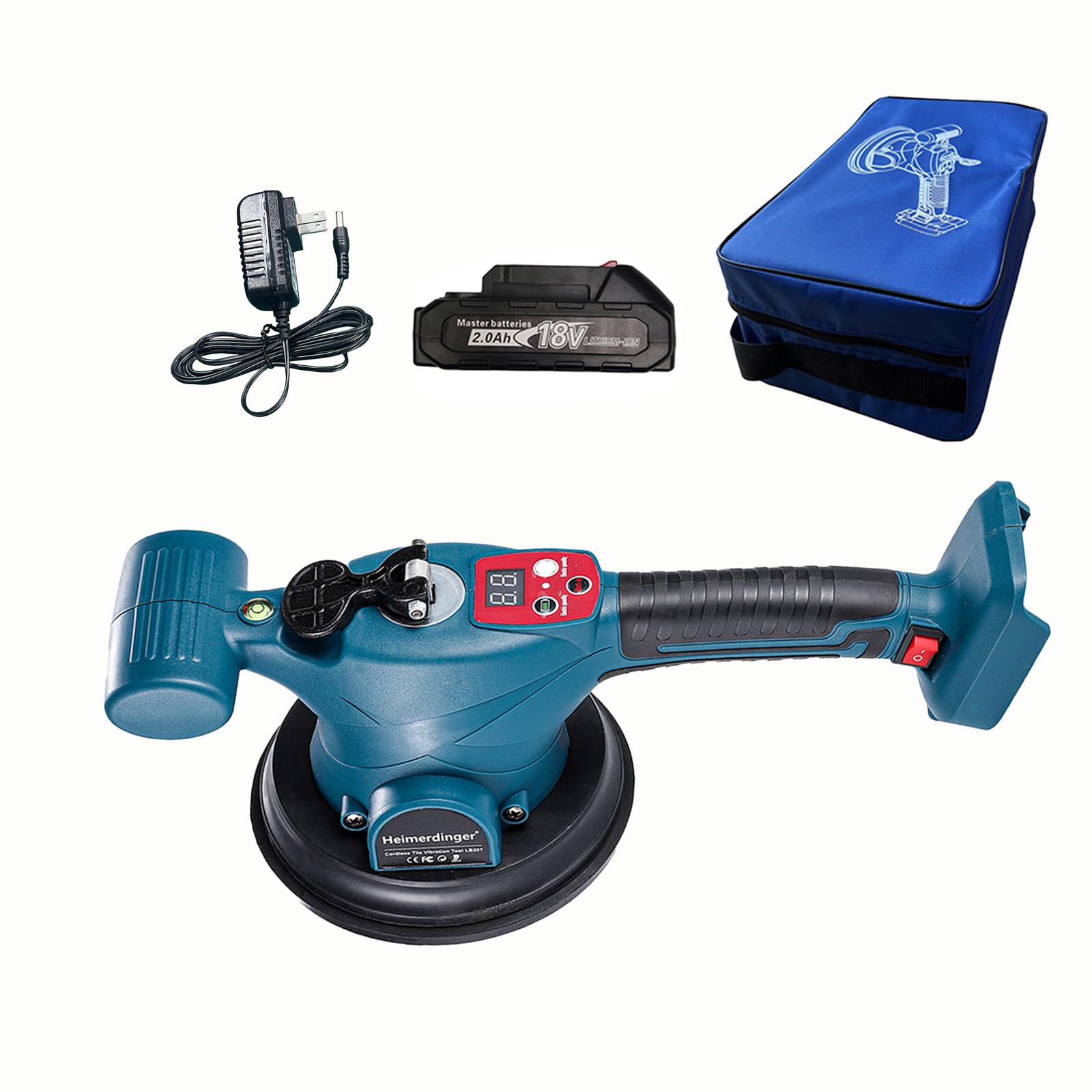 Cordless Tile Vibration Tool,440LB Adsorption 9 Speeds Tile Vibration Leveling Machine with 2.0Ah Battery and Charger,Electric Tiling Tool,Suction Cup Tile Tiler