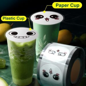 WantJoin 2 Rolls Cup Sealing Film, Pearl Cup Sealer Film 90-105 mm(3.5-3.7in） 6400 Cups for PP Plastic and Paper Cups, Tea Cup Sealing Film for Coffee Shop, Milk Tea Shop, Bar,White