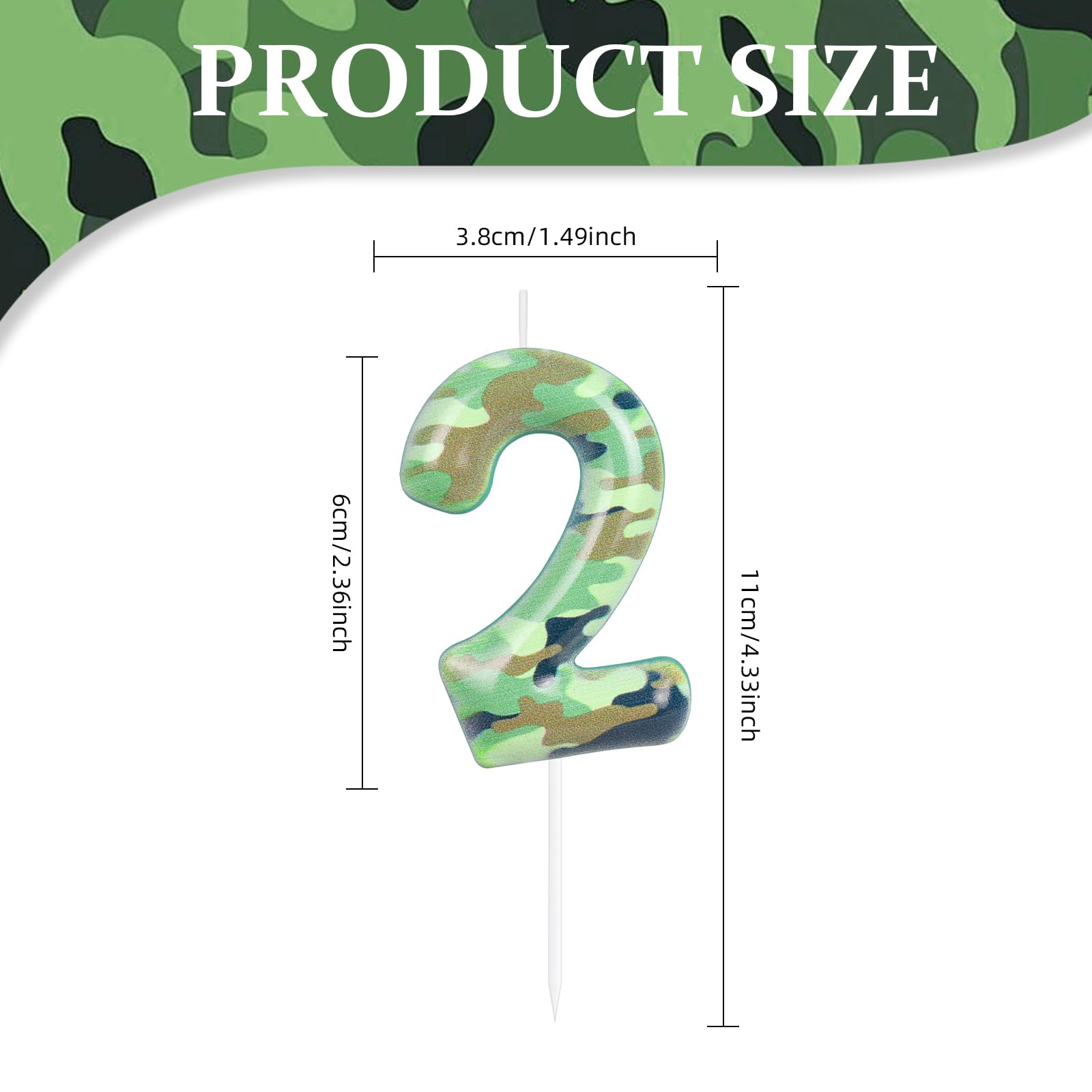 Camo 6th Birthday Candles Number 6 Candle Army Themed Birthday Cake Topper Cake Candles Camo Happy 6th Birthday Party Cake Decorations for Boys Birthday Hunting Party Camouflage Motif Graduation Party