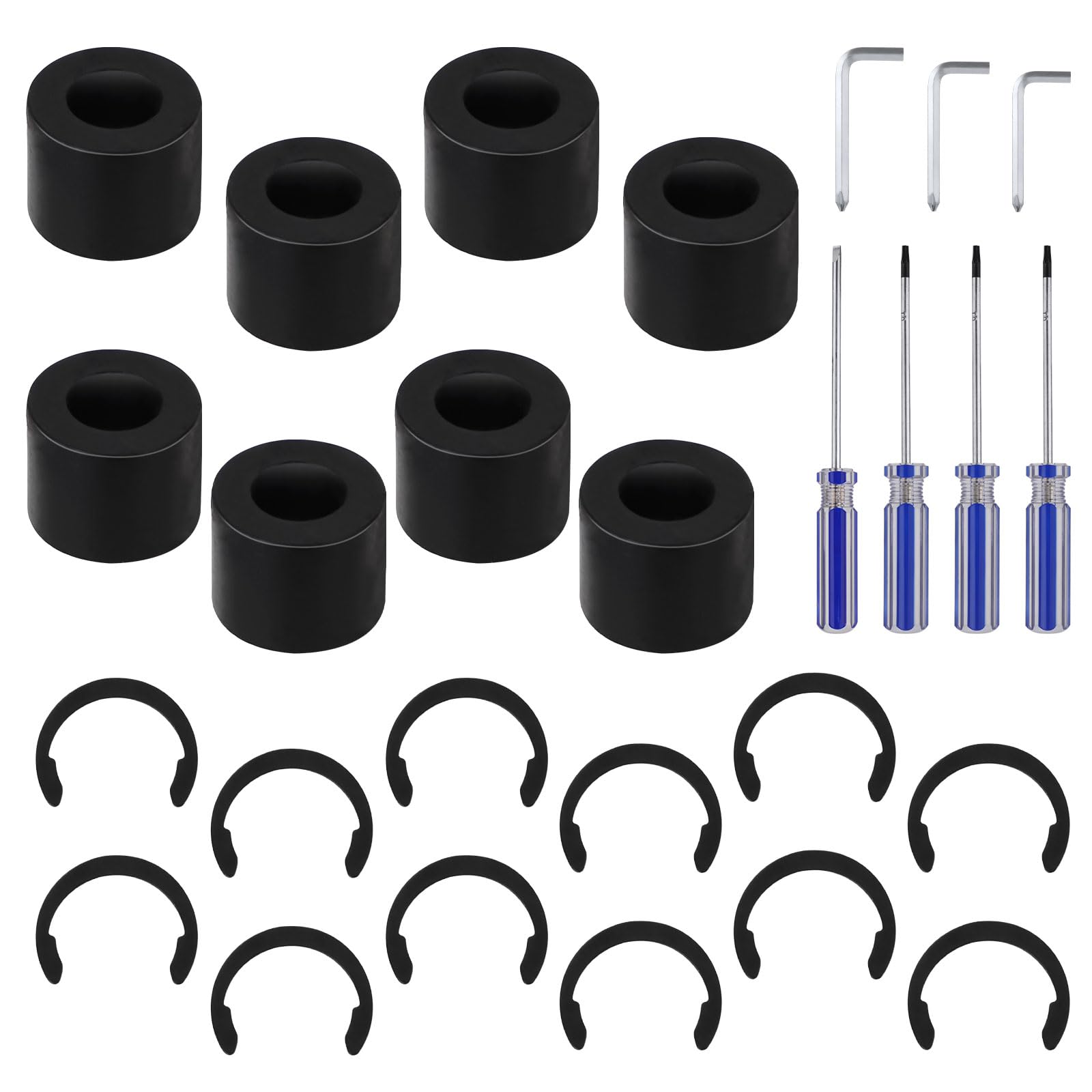 8pcs Rubber Roller Resolution for Cricut Maker and 12pcs Rubber Roller Replacement, Keep Rubber from Moving Retaining Clip Rings Compatible with Cricut Maker with Repair Parts