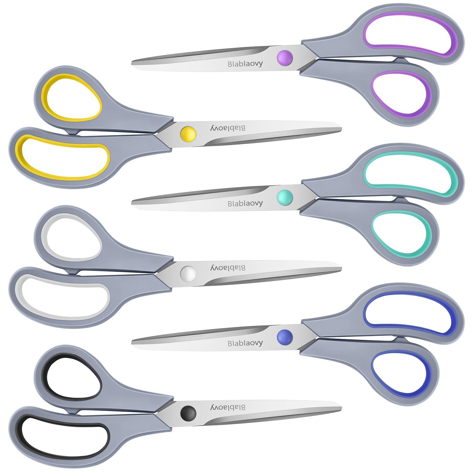 8.5" Scissors, 6 Pack Scissors All Purpose with Soft Comfort-Grip Handles, Sharp Scissors for Office Home DIY Craft Sewing Fabric Craft Supplies, Office Supplies, School Supplies, Right/Left Hand