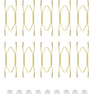 UVAPEK 10 Pack Plate Hangers for Wall, 4 Inch Heavy Duty Stainless Steel Decorative Invisible Wire Wall Plate Hangers with 10Pack Wall Hooks,Compatible 4 to 5 Inch for Antique Plates and Arts, Gold