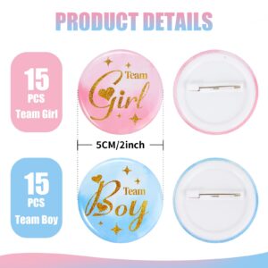 Gender Reveal Button Pins 30PCs - 2 inches Team Boy or Girl Pins, Team Boy Team Girl Gender Reveal Pins for Baby Shower Gender Reveal Decorations Ideas Party Favors Supplies - 5 cm