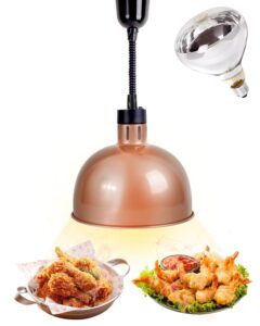 hanging food heat lamp: commercial food warmer hanging heating lamps with infrared bulb warming lamp for food service restaurant buffet, height adjustable (dia.29cm/11.4in), painted copper