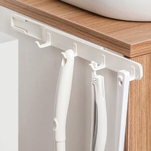 MAGICLULU 2pcs Pull-Out Gap Slide Hook Kitchen Wall Mounted Kitchen Row Hook Hat Hooks Kitchenware Rack Hat Hook Rack Sliding Hanger Rack Hanging Row Hook White Abs Guide No Punching