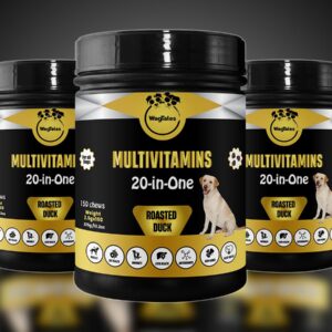 Dog Multivitamin, Chewable Multivitamin, Dog Food, Dog Multivitamin for Support Digestion, Joint, Liver, Heart, with Glucosamine & Probiotics, Vitamin B, C and E, Omega-3 Fatty Acids (150 Chews)