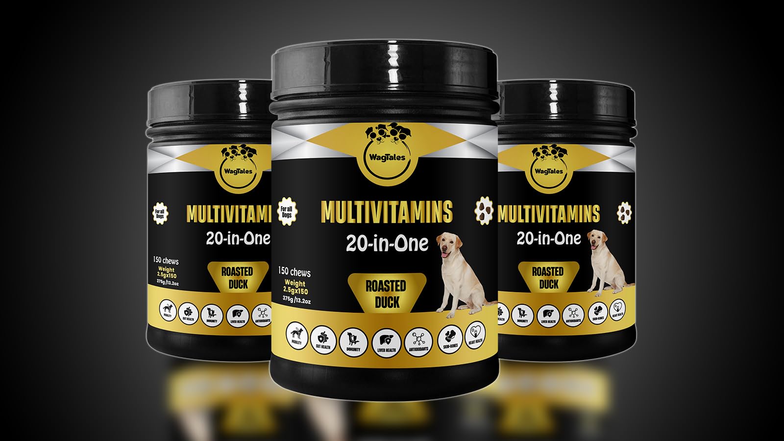 Dog Multivitamin, Chewable Multivitamin, Dog Food, Dog Multivitamin for Support Digestion, Joint, Liver, Heart, with Glucosamine & Probiotics, Vitamin B, C and E, Omega-3 Fatty Acids (150 Chews)