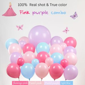 Pink and purple flamingo pink Balloon garland arch kit 130pcs Heart Shape ball mylar balloon for girl sweet16 princess Music fans Birthday Concert prom Mother's Day decorations