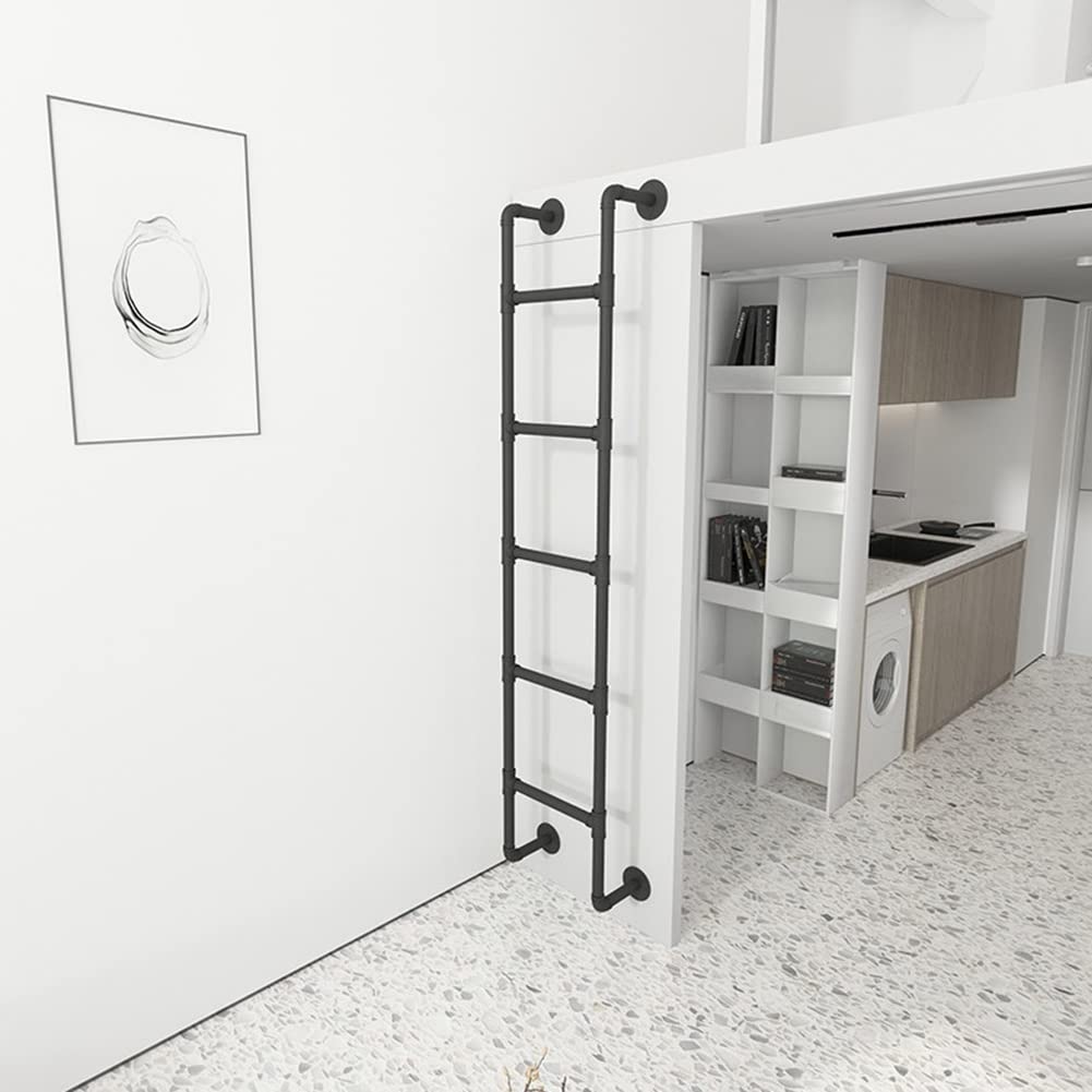 ZSPINJIA Ladders for Egress Basement Window Well Covers Outside,Small Escape Ladder for Fire Emergency Home Safety,Wrought Iron Loft Ladder for High Bed