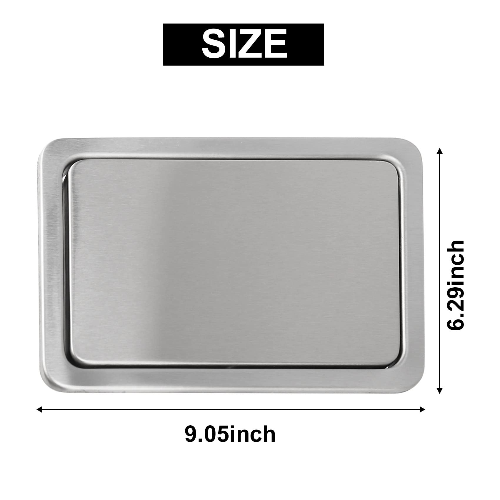 Jkjhbhged Stainless Steel Garbage Flap Lid Trash Bin Cover Flush Built-in Balance Swing Flap Garbage Lid for Kitchen Counter Top A