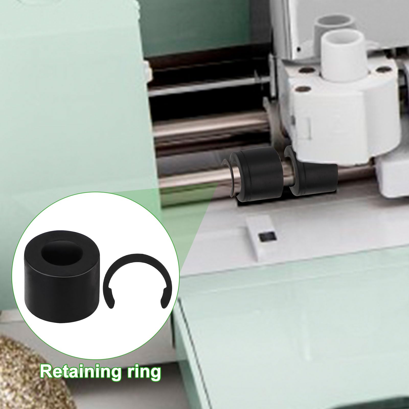 8pcs Rubber Roller Resolution for Cricut Maker and 12pcs Rubber Roller Replacement, Keep Rubber from Moving Retaining Clip Rings Compatible with Cricut Maker with Repair Parts