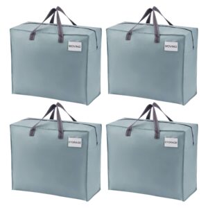 veno 4 pack storage moving bags, organizer bag, storage tote, zipper on top, sturdy, carrying bag, camping bag for clothes, bedding, comforters, pillows (22 gallon light blue, 4 pack)