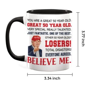 Viberty 50th Birthday Gifts For Men Women, 1974 Birthday Gifts Ideas, 50th Birthday Mugs Funny, 50 Year Old Birthday Gifts For Mom, Dad, Friend, Coworker, Him, Family, 50th Ceramic Mug 11oz