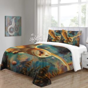 SorEci Mystery Owl Duvet Cover Bedding Set for Unisex 3D Digital Fantasy World Printed Comforter Cover Soft 3Pcs Ultra Soft Quilt Cover with 2 Pillow Shams Zipper Closure Queen（228x228cm）, Style-4