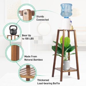 Natural Bamboo Water Dispenser Stand (30" Hight-8" Wide), New Upgrade 5 Gallon Water Jug Stand for 1-5 Gallon Water Dispensers, Water Dispenser Floor Stand for Kitchen, Living Room, Office, etc.