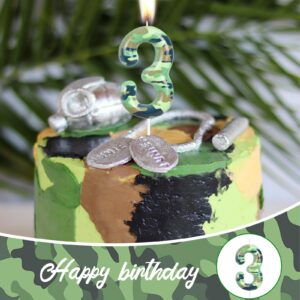 Camo 6th Birthday Candles Number 6 Candle Army Themed Birthday Cake Topper Cake Candles Camo Happy 6th Birthday Party Cake Decorations for Boys Birthday Hunting Party Camouflage Motif Graduation Party