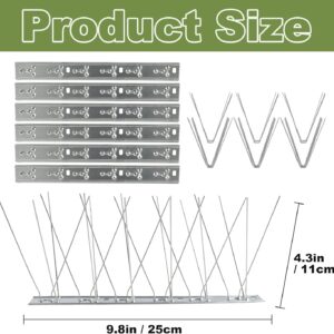 Kungfu Mall Spikes: 4.9ft Anti Spikes for Outside, Nest Preventer, Fence Spikes, Stainless Steel Spikes for Window Wall 6PCS