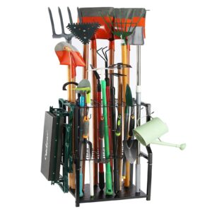 uu-major garden tool organizer for garage corner heavy duty,garage storage organization for broom,mop,rakes,free standing,yard tool holder for lawn/shed/outdoor.