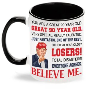 90th birthday gifts for men women, 1934 birthday gifts ideas, 90th birthday mugs funny, 90 year old birthday gifts for mom, dad, uncle, grandpa, friend, coworker, family, 90th ceramic mug 11oz