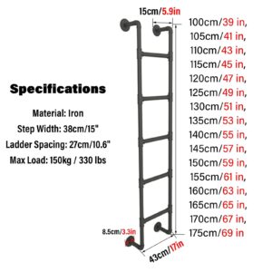 ZSPINJIA Ladders for Egress Basement Window Well Covers Outside,Small Escape Ladder for Fire Emergency Home Safety,Wrought Iron Loft Ladder for High Bed